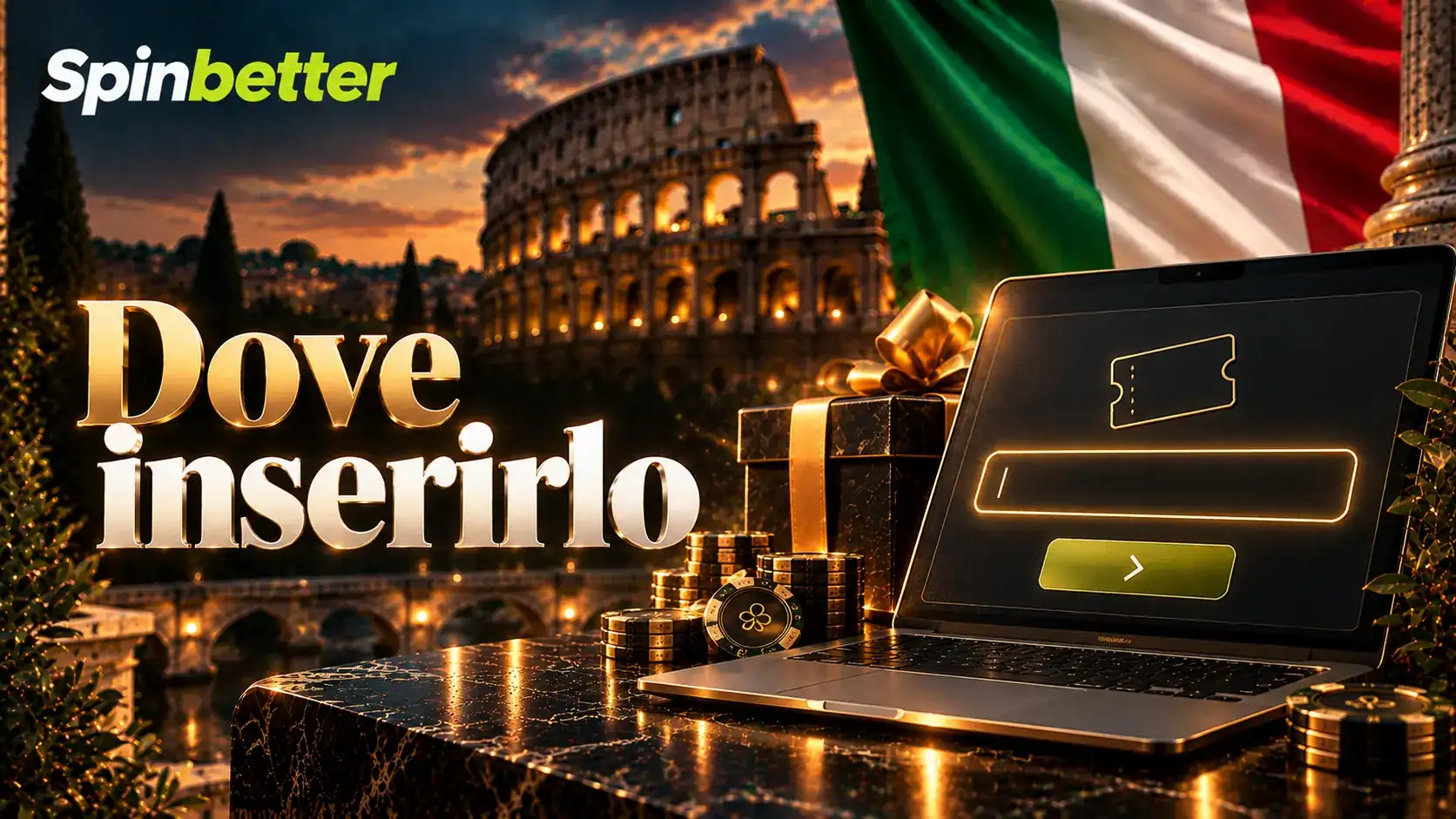 Banner Dove inserirlo con portatile, campo del codice e pulsante verde